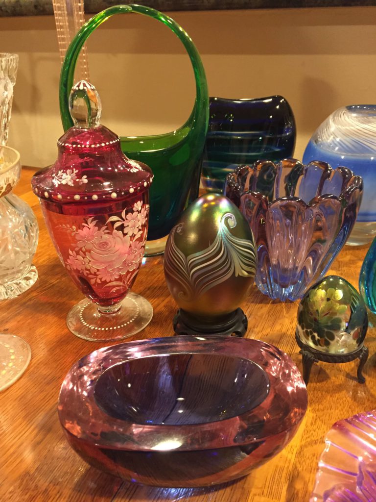 Table with various antique items