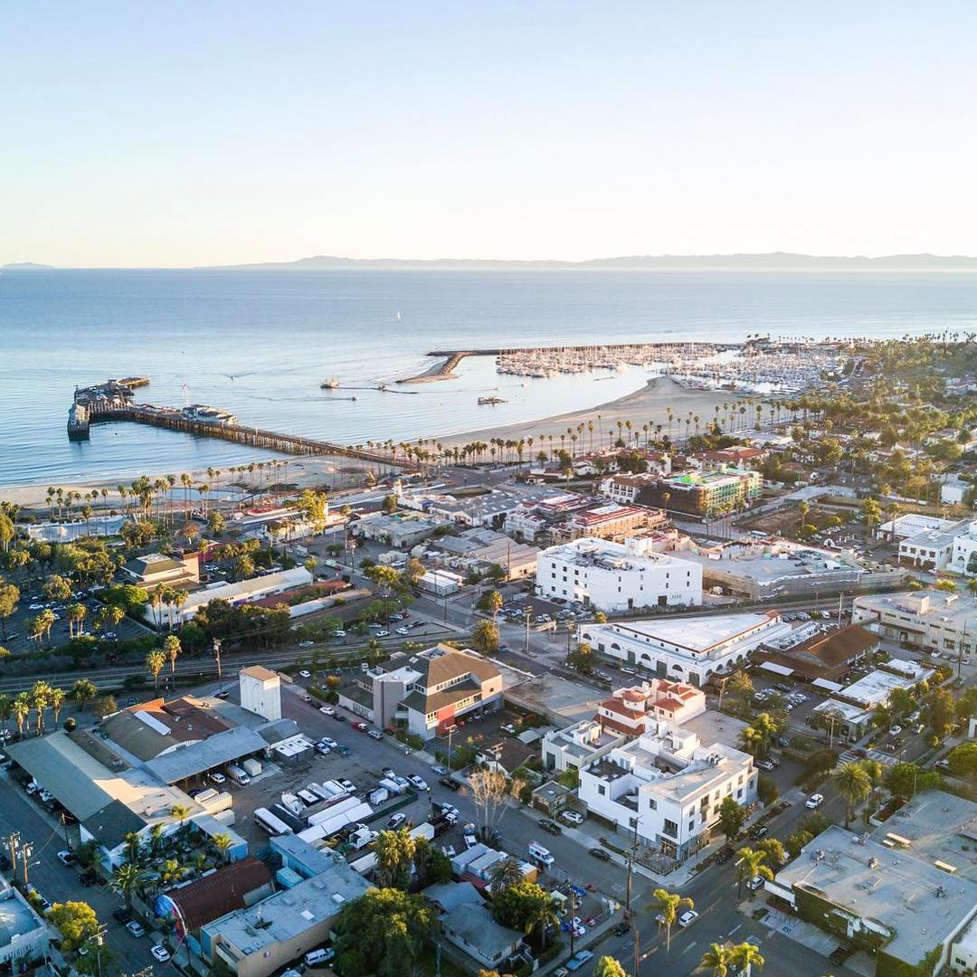 Overheard view of Santa Barbara's Funk Zone